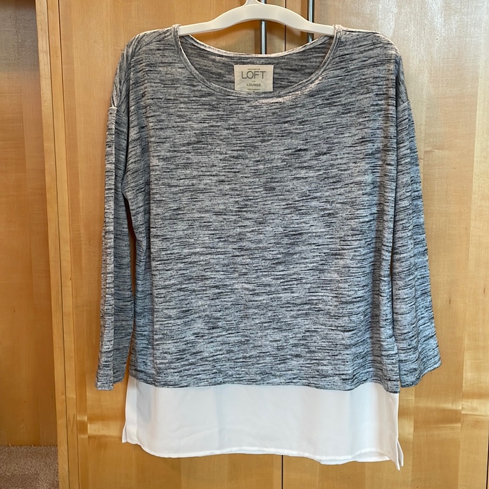 LOFT Mixed Media Gray Sweater